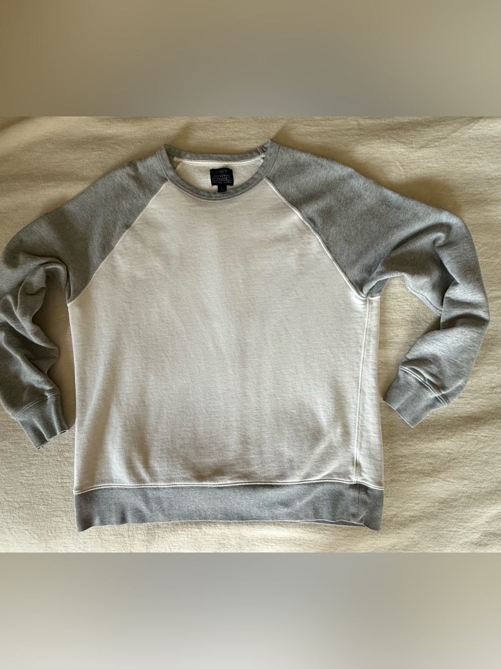 J. Crew Two-Tone Crewneck Sweatshirt - White & Gray